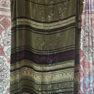 Green velvet, silk and rayon dress